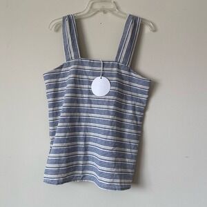 Linen Lux Top Grommet Tank Womens size Large Striped